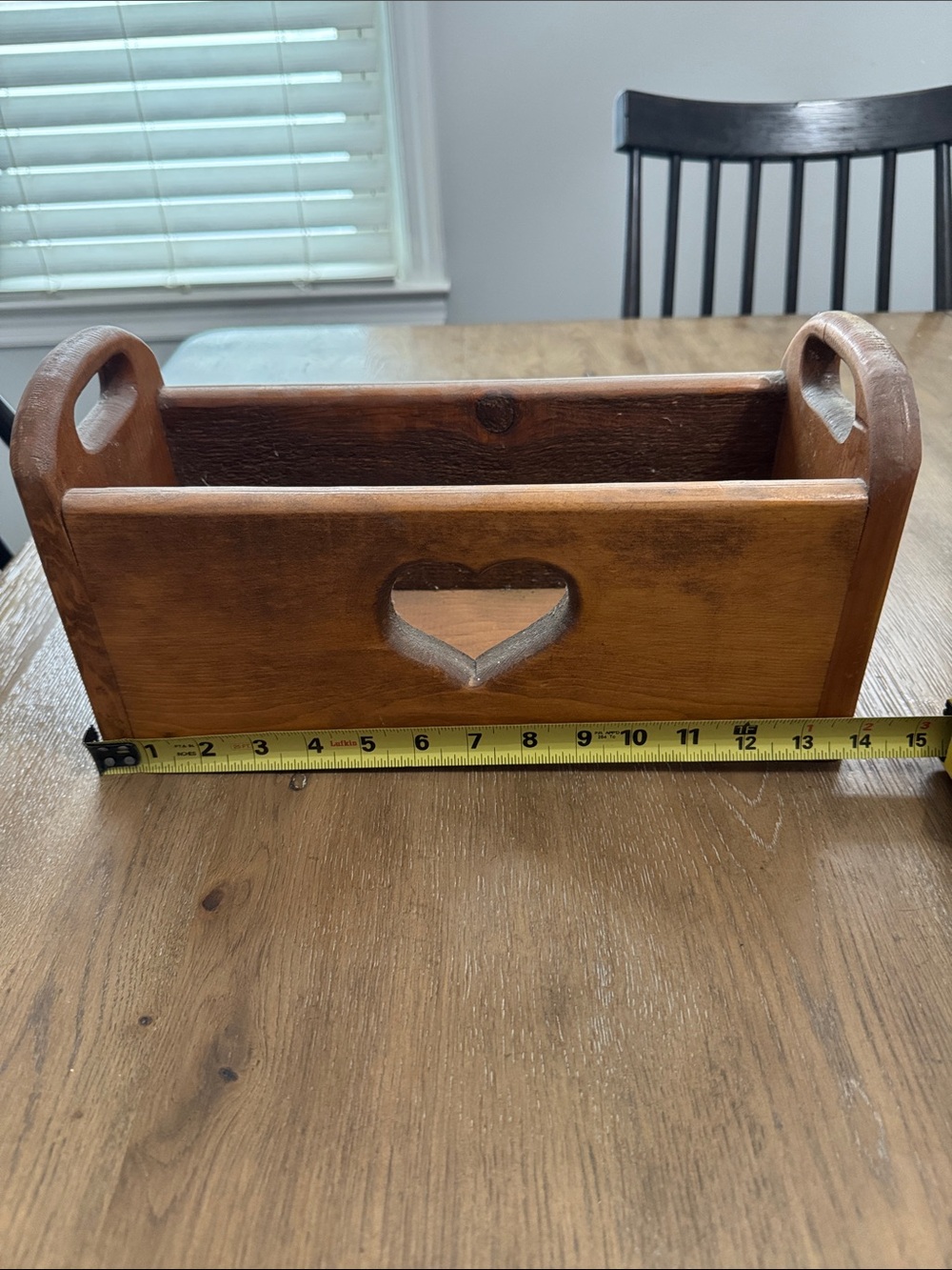 Vintage wood heart cutout tray